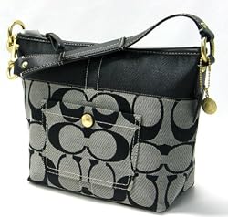 AUTHENTIC COACH SIGNATURE STRIPE MEDIUM SHOULDER BAG 11957 (BW/Black)