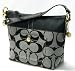 Coach Signature Stripe Hobo Shoulder Bag Tote 11957 Black White