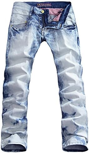 Classical Washed Bleaching Style Fashion Pants Low-rise Slim Fit Jeans (32, Light Blue)