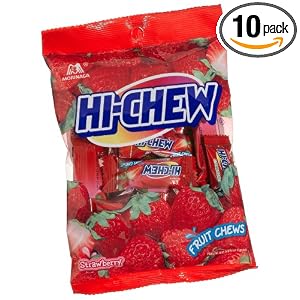 Morinaga Hi-Chew Strawberry Fruit Chews, 3.53-Ounce Bags (Pack of 10) by Morinaga