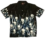 Skulls Flames Border Biker Shirt, Family, Dragonfly