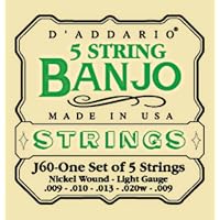 D'Addario J60 5-String Banjo Strings, Nickel, Light