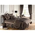 Royal Damask Duvet Cover Set King Size Bedding Chocolate Brown Flocked
