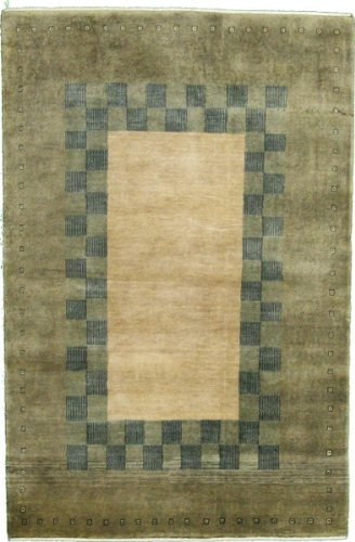 4'1 x 6'3 Green Persian Hand Knotted Wool Kashkuli 