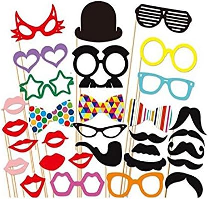 Photo Booth Props DIY Kit for happy birthday Party Photobooth Dress-up Accessories & Party Favors, Costumes (31pcs)