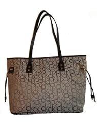 Ladies Calvin Klein Purse Handbag Signature Tote Khaki Brown by Calvin Klein