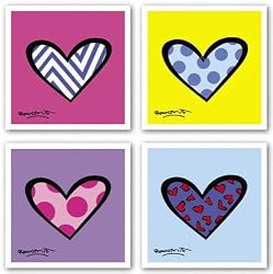 Hearts Set by Romero Britto 7.5"x7.5" Art Print Poster