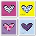 Hearts Set by Romero Britto 7.5"x7.5" Art Print Poster