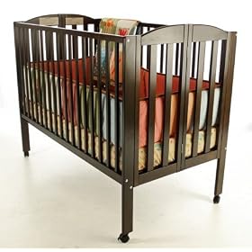 Dream On Me Full Size 2 in 1 Folding Stationary Side Crib, Espresso: Baby
