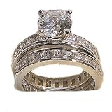 3.26ct Engagement Eternity Wedding Ring Set 14k White Gold 925