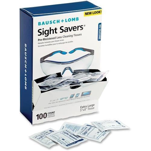 Bausch & Lomb 8574GM Sight Savers Pre Moistened Lens Cleaning Tissue - 100 Per Box - 100 / Box - 5" x 8"