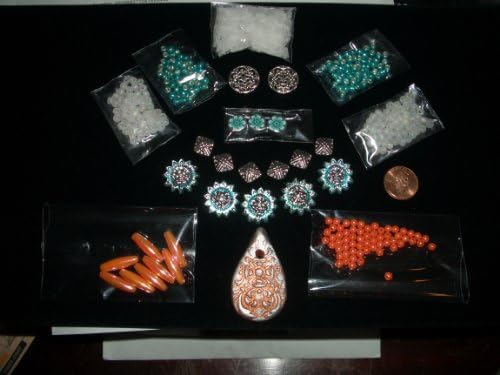Turquoise Copper Silver Clay Pendant Jewelry Bead Kit Lot Fe
