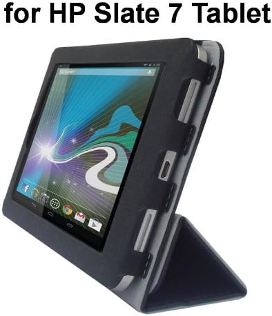 HP Slate 7 Tablet Custom Fit Portfolio Leather Case Cover with Built In Stand- Black