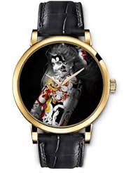 SPRAWL Aanalog Fashion Series Gold Ladies Watches of Genuine Black Leather Strap,Unique Wrist Watch for Women Girls Designed with tattooed Girl