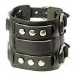 Neptune Giftware Black Leather Wide Triple Strap Cuff Wrap Gothic Wristband Bracelet With Buckle Fastening - 94