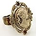 Soulbreezecollection Light Brown Cameo Ring Adjustable Size Band Women Lady Fashion Jewelry