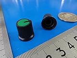 ＜小型ボリューム用ツマミ　ノブ・つば付＞Aタイプ　直径φ12×高さ15+つば15mm　緑　2個＜res-303＞