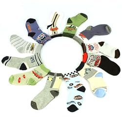 Baby Toddler Boys Age 1-2 Years Cotton 12 Pairs Crew Mid Calf Socks Mix Size 4-6