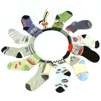 Baby Toddler Boys Age 1-2 Years Cotton 12 Pairs Crew Mid Calf Socks Mix Size 4-6