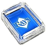 Image Tampa Bay Rays Glass Ashtray - Dimensions 3 Inch x 4 Inch - Simulated Black Velvet Botton