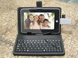 Artifical Leather Case for 7" VIA ePad aPad Built-in slim USB keyboard Black