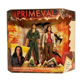 Primeval - 5" Claudia Brown With Helen Cutter & 3 Agnurognathus (Small Lizards)