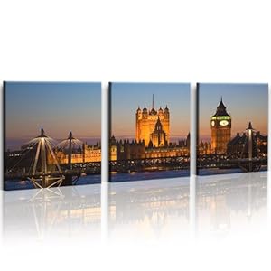 Tableau de Londres sur Toile avec Cadre en Bois