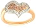 18k White and Rose Gold Pink and White Diamond Heart Shaped Ring, Size 6