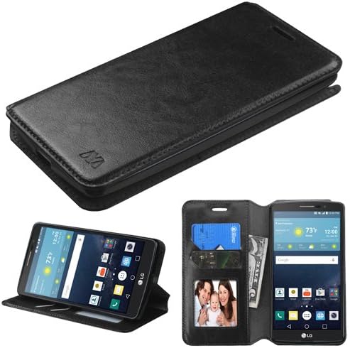LG G Vista 2 Case,IDEA LINE INC(TM)For LG G Vista 2 Black Wallet Leather Case Fancy Diary Premium Color Pouch ID Credit Card Cover Flip Folio Book Style with Money Slot+Free Stylus Pen