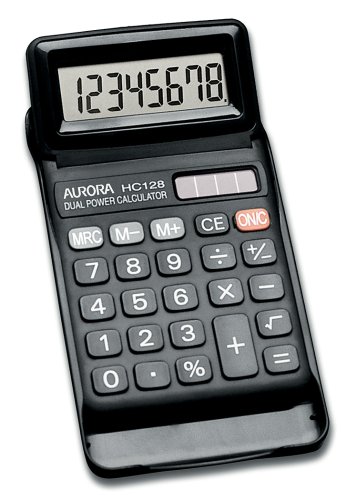 Aurora HC128 Dual Power Slide Case Style 8 Digit Hardcase Calculator