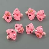 Pink / Toddler/ Girls Diamante Bow Spring Hair Clips (4122-1): baby pink hair bows