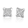 Irresistible and Chic: Sterling Silver Designer Inspired Square Stud Post Earrings with Cubic Zirconia