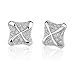 Irresistible and Chic: Sterling Silver Designer Inspired Square Stud Post Earrings with CZ Diamonds