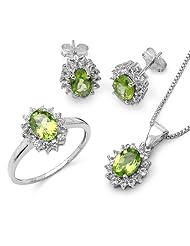 4.60 ct. t.w. Genuine Peridot & White Topaz Sterling Silver Set