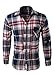 XQS Men's Casual Long Sleeve Button down Plaid Flannel Shirt