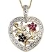 Beautiful Gold over Sterling Silver Ruby Sapphire Diamond accent Heart Flower Pendant Necklace