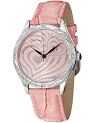 Stuhrling Original Womens 582.2215A4 Amour Aphrodite Elegante Swiss Quartz Swarovski Crystal Pink Leather Strap Watch