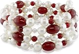 Pearl, Carnelian, and Crystal Bead Coil Bracelet