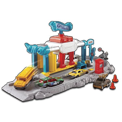 Matchbox CAR WASH ADVENTURE Play Set with 5 Die Cast Cars Top