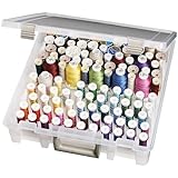 ArtBin Super Satchel Box with Two Removable Thread Trays- Clear/White Sewing Storage Container, 9002AB