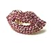 Goldtone Valentine Pink Crystal Lips Stretch Fashion Ring Cheap