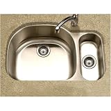 Houzer MG-3209SR-1 Medallion 32-by-21-Inch 80/20 Double Bowl Undermount Stainless Steel Sink, Right Side Prep Sink
