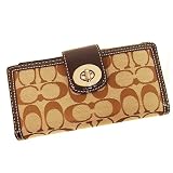 (コーチ)COACH 二つ折り長財布 [ターンロック シグネチャー チェックブック] F43613 SVA9X カーキXダークブラウン 並行輸入品 コーチ 二つ折り財布