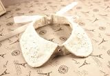 New Women Lady Lace Faux Pearl Lapel Round Fake False Collar - White