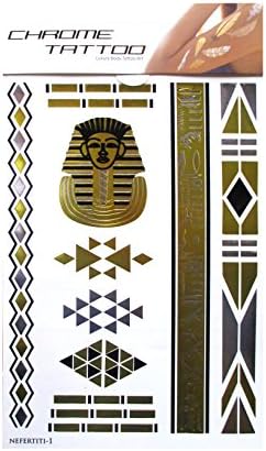 Tattoo Gold Silver Black Metallic Temporary Egyptia-Animal Jewelry Tattoo (Four Sheets).