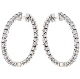 3.20 CT TW Inside/Outside Round Diamond Hoops in 14k White Gold
