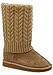U9A1011S Women's Winter Boots Knit Sweater Faux Suede Crochet Mid Calf Fleece Lining Rib Warm Colors Shoes, Black, Grey, Tan, Brown