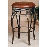 Hillsdale Montello 30-Inch Backless Swivel Bar Stool, Old Steel Finish with Brown Faux-Leather