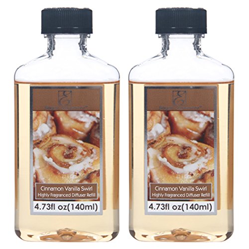 Aromatherapy Hosley®s Premium Highly Scented Cinnamon Swirl Reed Diffuser Refill Oil, 2 Large Bottles 140 Ml (4.73 fl oz) Each- Made in USA.FREE SHIPPING. BULK BUY