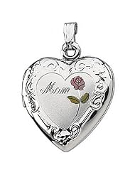 New Sterling Silver Tri Color Mom Heart Locket - 27mm